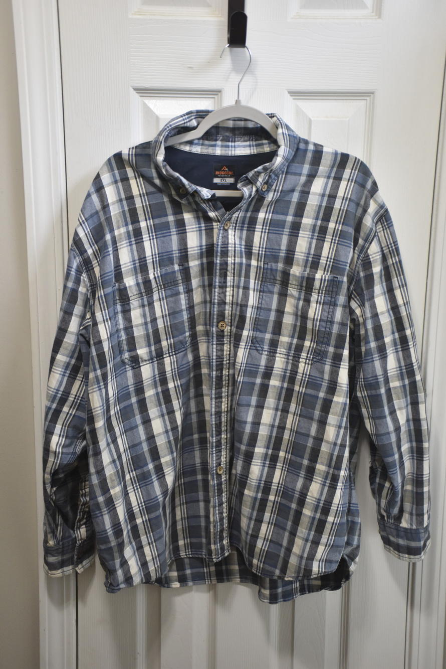 Ridgecut Plaid Flannel Button Up Shirt Blue White 2XL LSC422